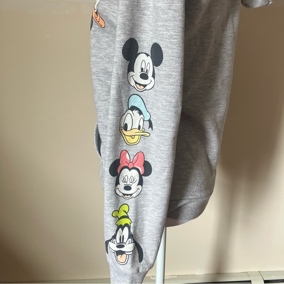 Disney Mickey Mouse & Pals Gray Fleece Hooded Sweatshirt size XS - Picture 4 of 7